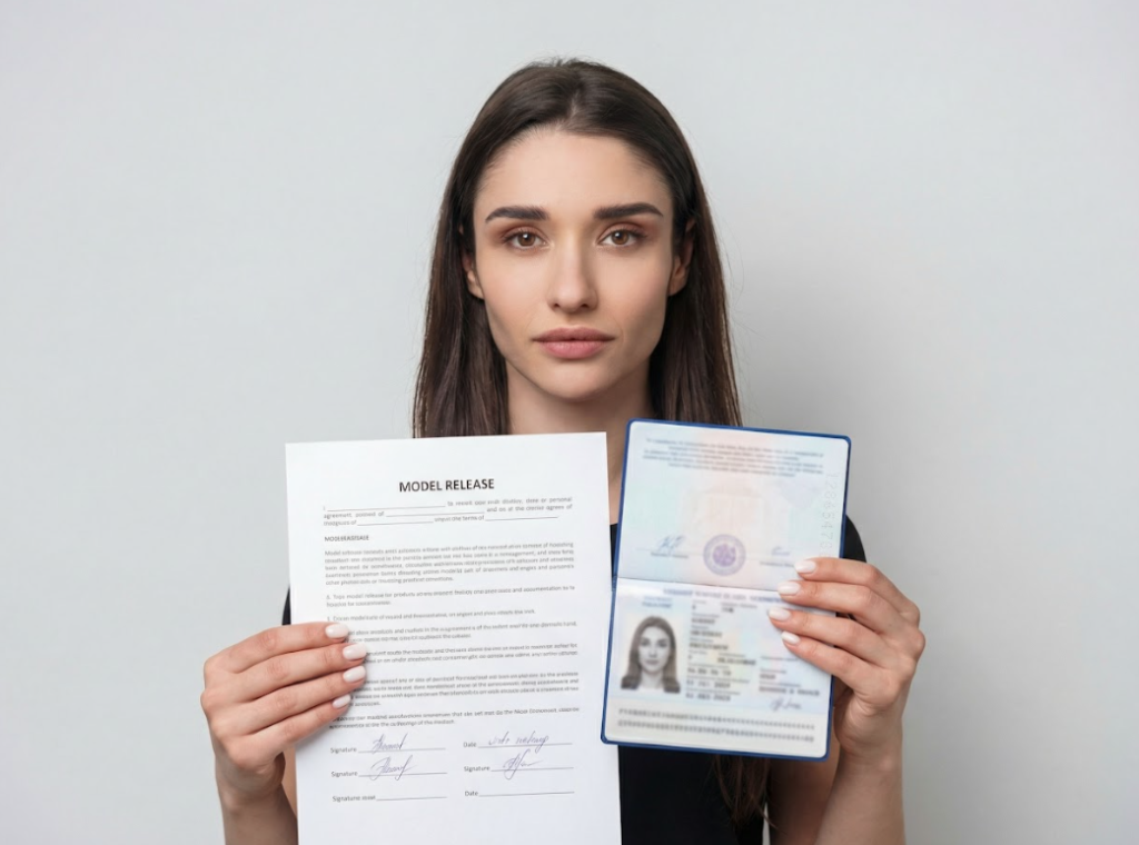 The face, document and form are in the same frame